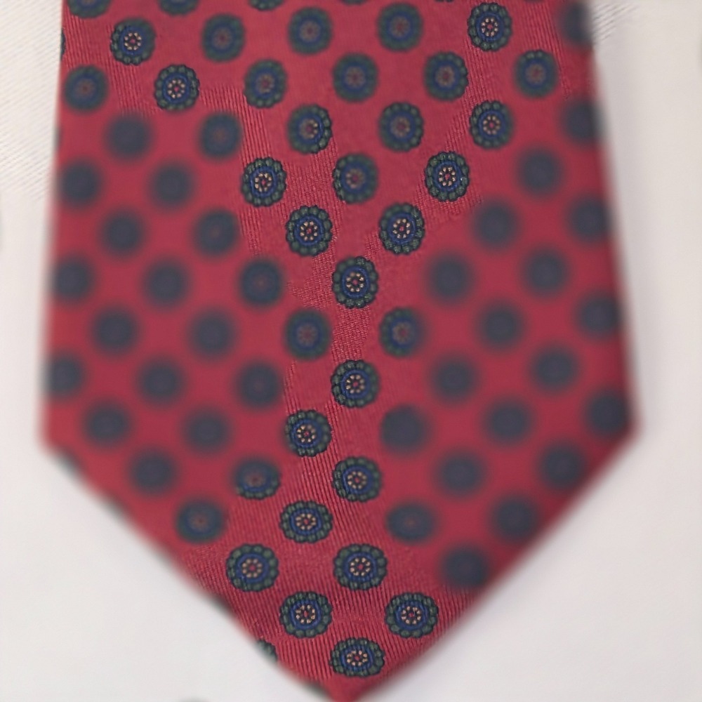 Wolly Milano Ceriello 1903 Silk Tie Wine Red Floral Medallion Italy Necktie - Picture 2 of 5